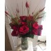 12 Short Red Rose's with Decorative Grass. 