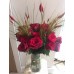 12 Short Red Rose's with Decorative Grass. 
